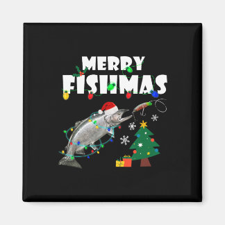 Imán Trucha Steelhead Feliz Fishmas Navidad Rey Trou