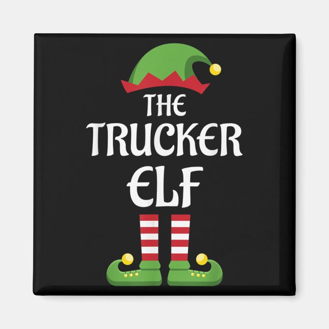 Imán Trucker Elf Family Matching Group Christmas  (Frente)