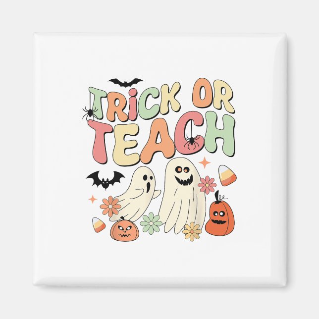 Imán Truco O Enseñanza Del Profesor De Halloween Groovy (Frente)