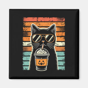 Imán Truco O Trate Gato Negro Hipster Gracioso Hallowee