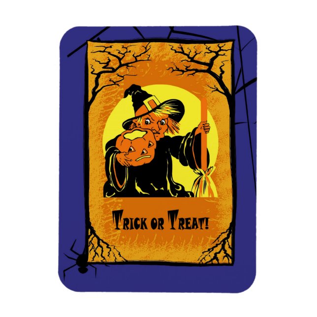Imán ¡Truco o trato! Regalo Vintage Witch Halloween (Vertical)