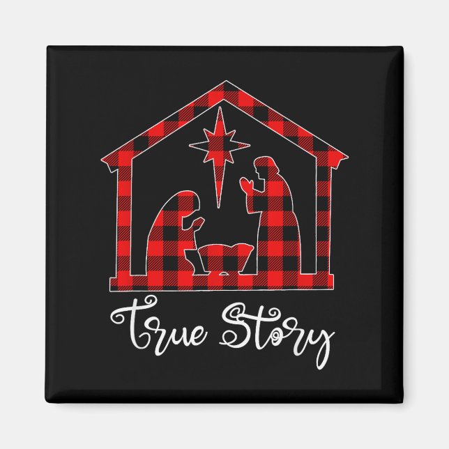 Imán True Story Christmas Manger Nativity Scene Buffalo (Frente)