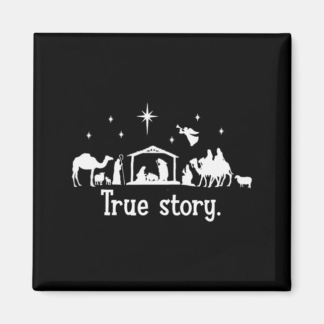 Imán True Story Nativity Manger Christmas Baby Jesus Ki (Frente)