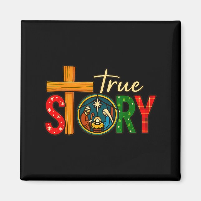 Imán True Story Of Jesus Birth Christmas Nativity Chris (Frente)