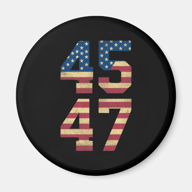 Imán Trump 2024 45 47 Retro de bandera estadounidense a (Frente)