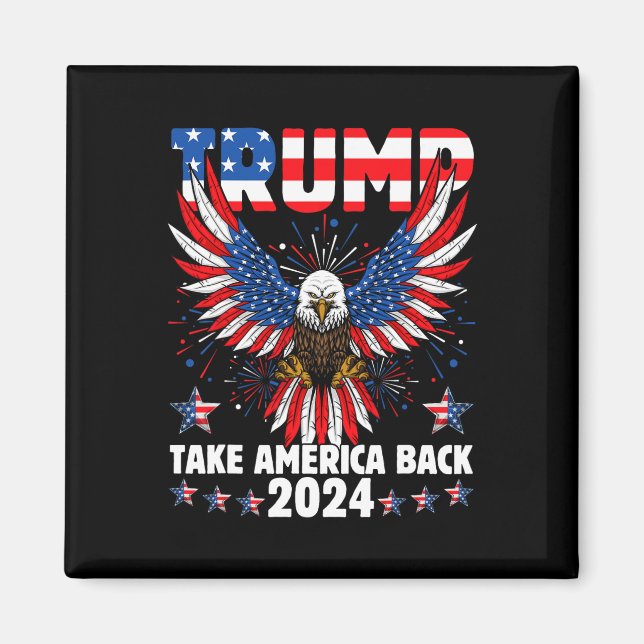 Imán Trump 2024 Recuperar la bandera estadounidense Tru (Frente)