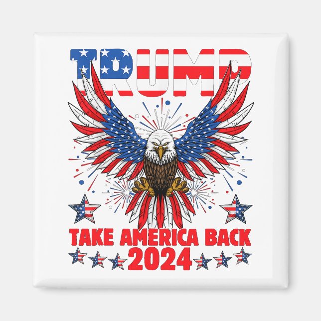 Imán Trump 2024 Recuperar la bandera estadounidense Tru (Frente)