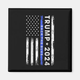 Imán Trump 2024 Respaldo de la Línea Azul Delgada Azul 