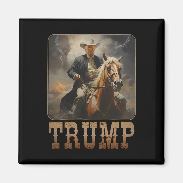 Imán Trump 2025 Presidente Vaquero Cabalgando Caballo W (Frente)