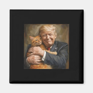 Imán Trump Abrazando Un Gato Naranja 2024