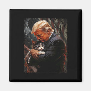 Imán Trump Abrazando Un Gato Naranja 2024 Hace Que Los