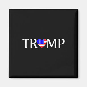 Imán Trump con corazón de bandera de Estados Unidos