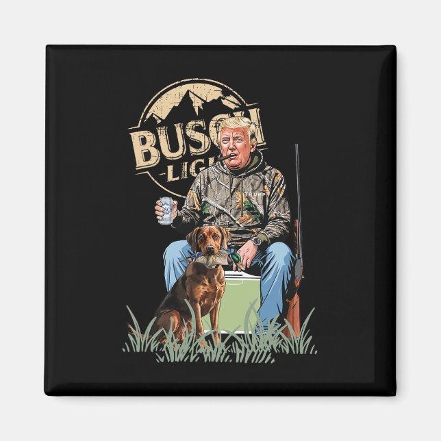 Imán Trump con lechón de perro cazando camo Preside (Frente)