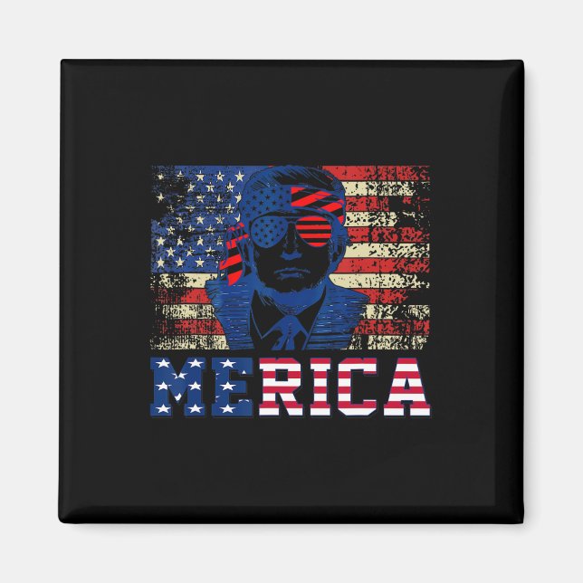 Imán Trump Feliz Cuatro 4 De Julio Trump Bandera Americ (Frente)