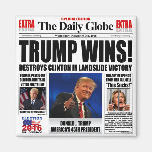 Imán ¡Trump Gana! Sátira Divertida de Periódico Anti Cl