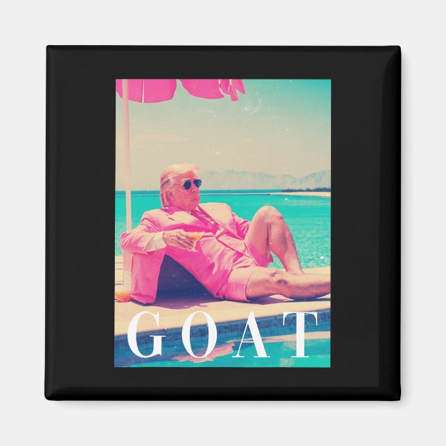 Imán Trump Goat Summer 2024 Retro Funny Pink Donald Tru (Frente)