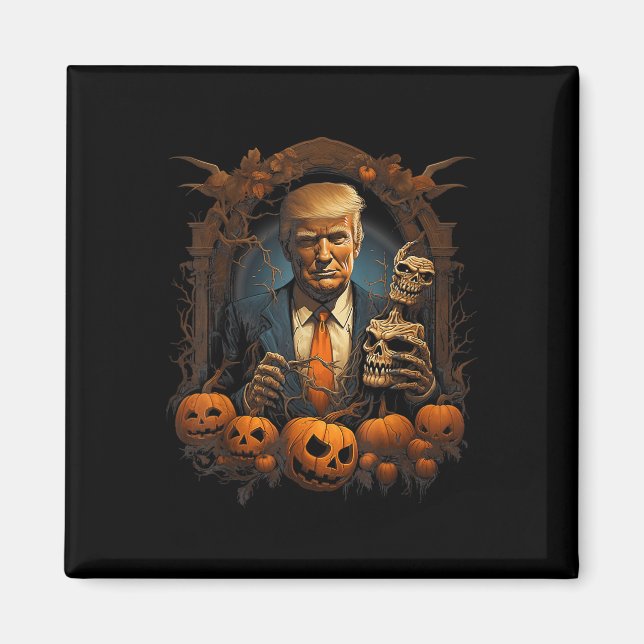 Imán Trump Halloween disfraz asusta presidente Pumpkin  (Frente)