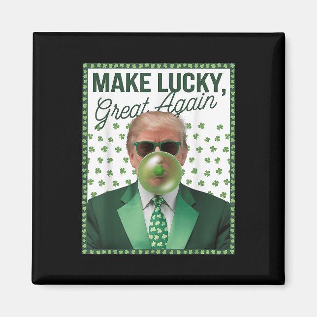 Imán Trump inflando burbuja de goma St Patricks Day Fun (Frente)