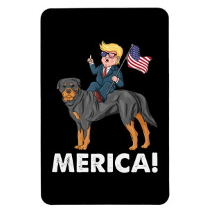 Imán Trump Merica Rottweiler Perro Hero Americano