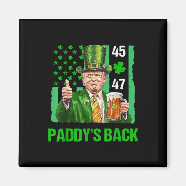 Imán Trump Paddys Back 45 47 St Patricks Day Bandera De (Frente)