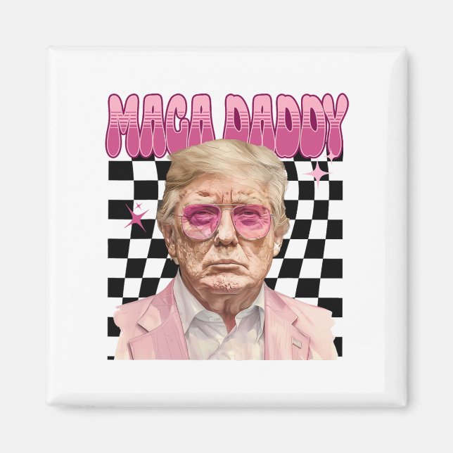 Imán Trump Pink Sungles Maga Daddy Funny Trump 2024 (Frente)
