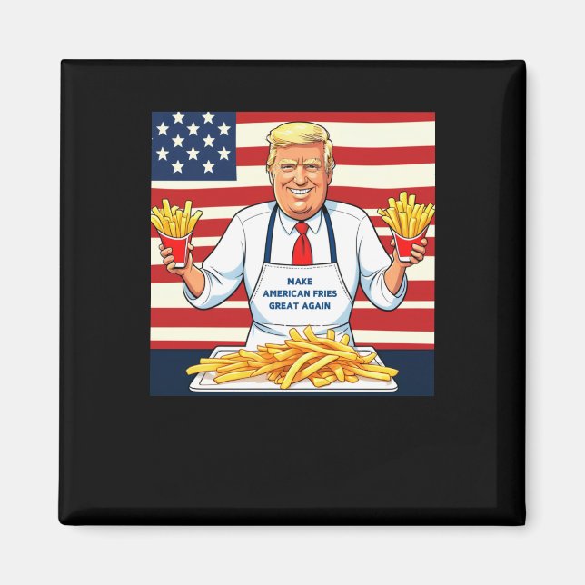 Imán Trump Sirviendo Fries Mcdonalds (Frente)