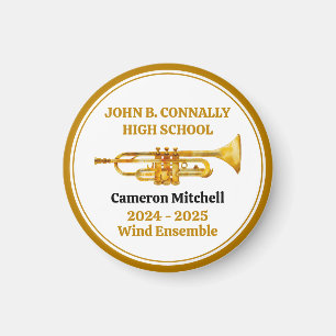 Imán Trumpet Player High School Band Gold Personalizado