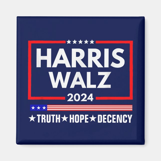 Imán Truth Hope Decency Harris Walz 2024 (Frente)