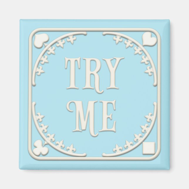 Imán "Try Me" Wonderland Tea Fiesta Charming Blue (Frente)