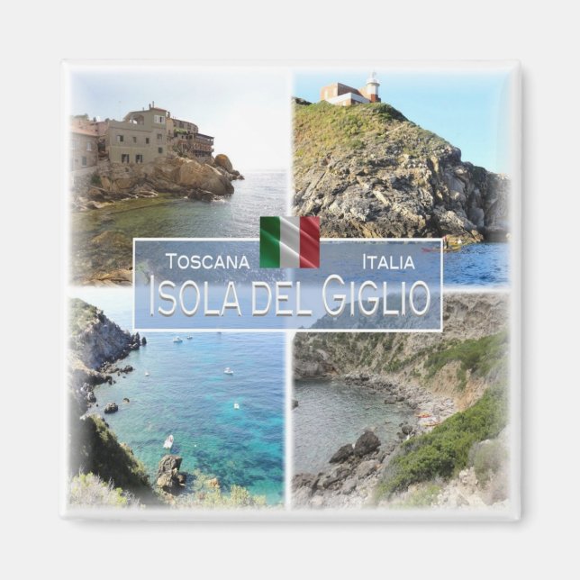 Imán TSC019 ISLA GIGLIO, Mosaico, Toscana, Nevera (Frente)