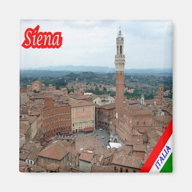 Imán TSC040 SIENA, Vista aérea, Toscana, Nevera (Frente)