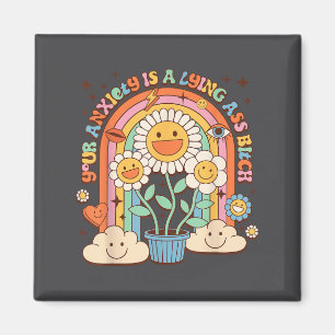 Imán Tu ansiedad es una groovy flor motivadora mentiros