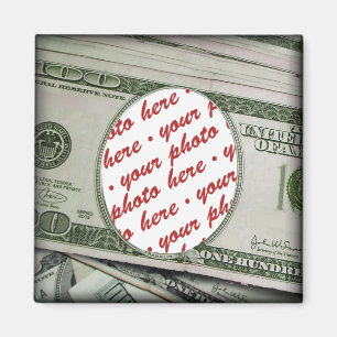 Imán ¡Tu cara con la cuenta de $100! Añadir una foto