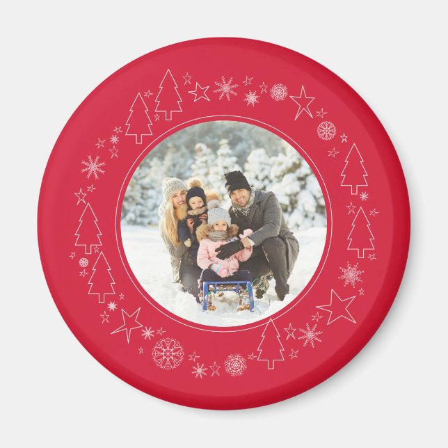 Imán Tu foto con la floración original del Navidad de l (Frente)