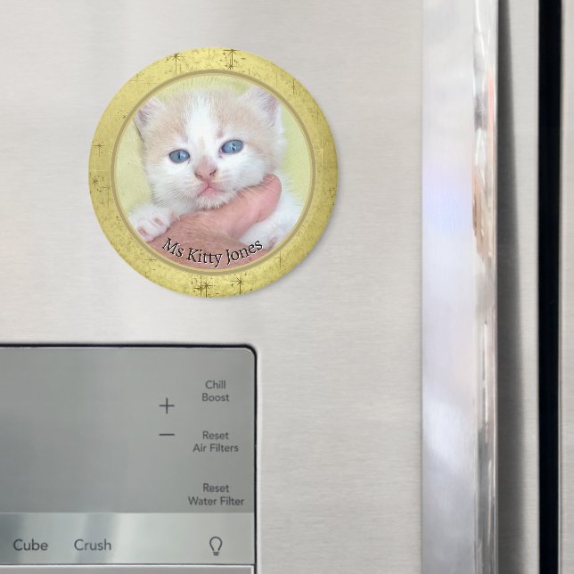 Imán Tu foto/texto - Regalo anual tradicional - Dorado (In situ (nevera))