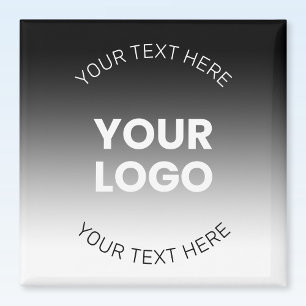Imán Tu Logotipo Gradiente Negro y Blanco Editable Mo