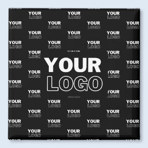 Imán Tu logotipo y fondo Logotipo repetido   Negro