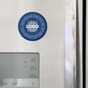 Imán Tu logotipo y texto circular personalizable Azul
