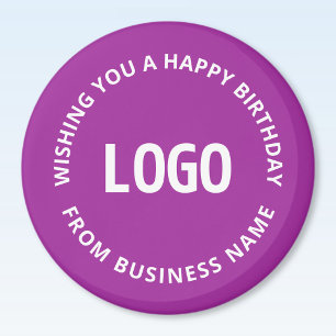 Imán Tu logotipo y texto personalizado Feliz cumpleañ
