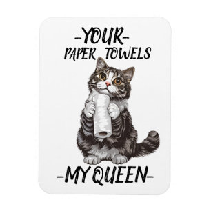 Imán Tu papel toalla Mi gato Queen Cute