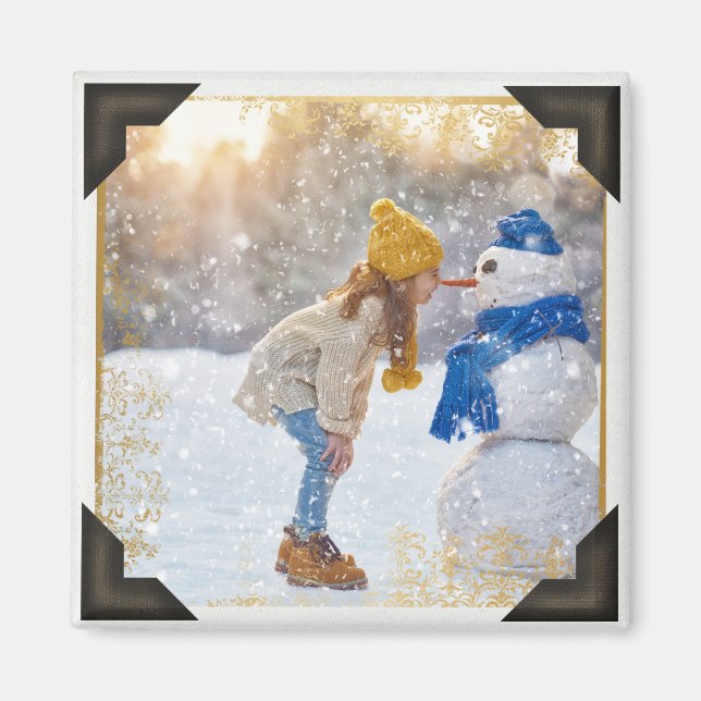 Imán Tu propia imagen | Esquinas fotográficas de estilo (Frente)