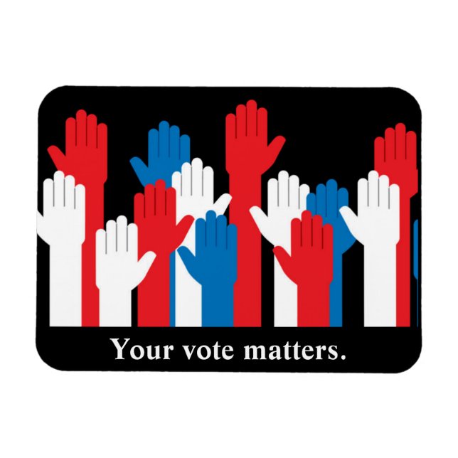 Imán Tu voto importa las manos patrióticas (Horizontal)