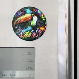 Imán Tucán Pájaro Abstracto Caprichoso Personalizado