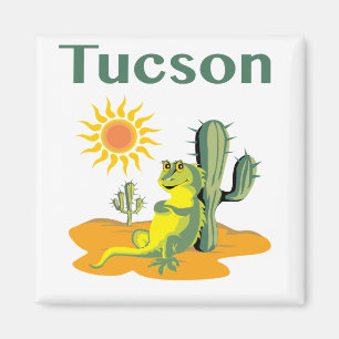 Imán Tucson Arizona Lizard bajo Saguaro