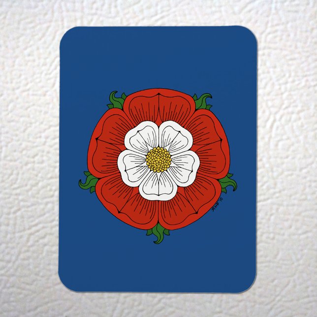 Imán Tudor Rosa (Tudor Rose Magnet on White Fridge)