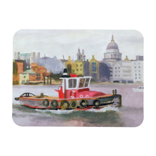 Imán Tug Rojo pasando por St. Pauls 1996 (Horizontal)