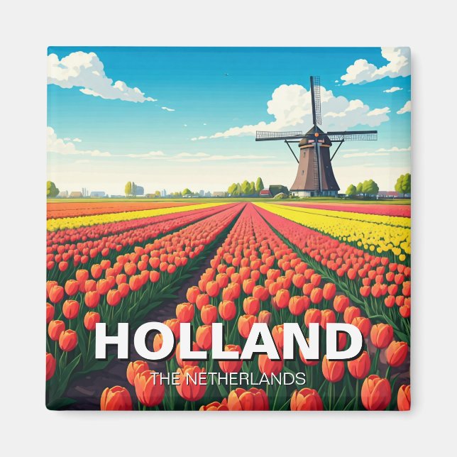 Imán Tulip Fields Windmill Holanda (Frente)