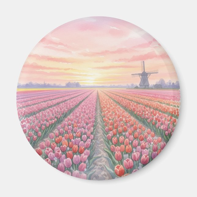 Imán Tulip Fields Windmill Holanda (Frente)