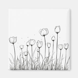 Imán Tulip Flower Tulipa Diseño de patrón de esténcil f