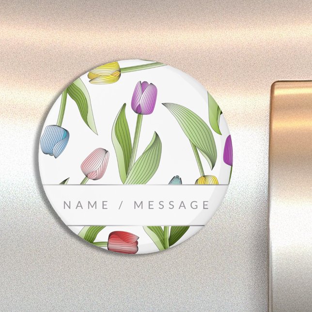 Imán Tulipán floral colorido moderno personalizado (Subido por el creador)